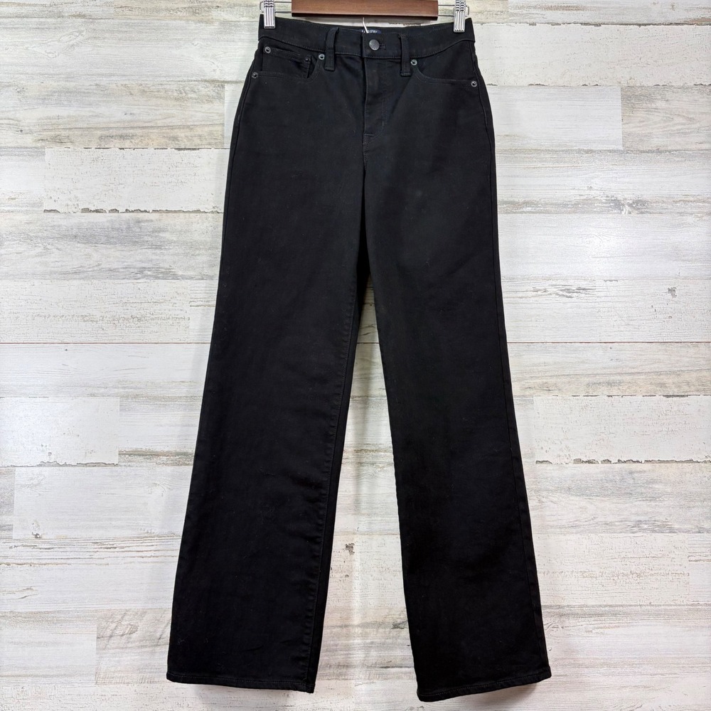 J.Crew Wide-Leg Jeans Women 26x29 Black Full Length High Rise Chic Corpcore